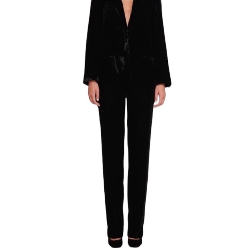 Staud-NWT Black Velvet Tosca Straight Leg Trouser Pants